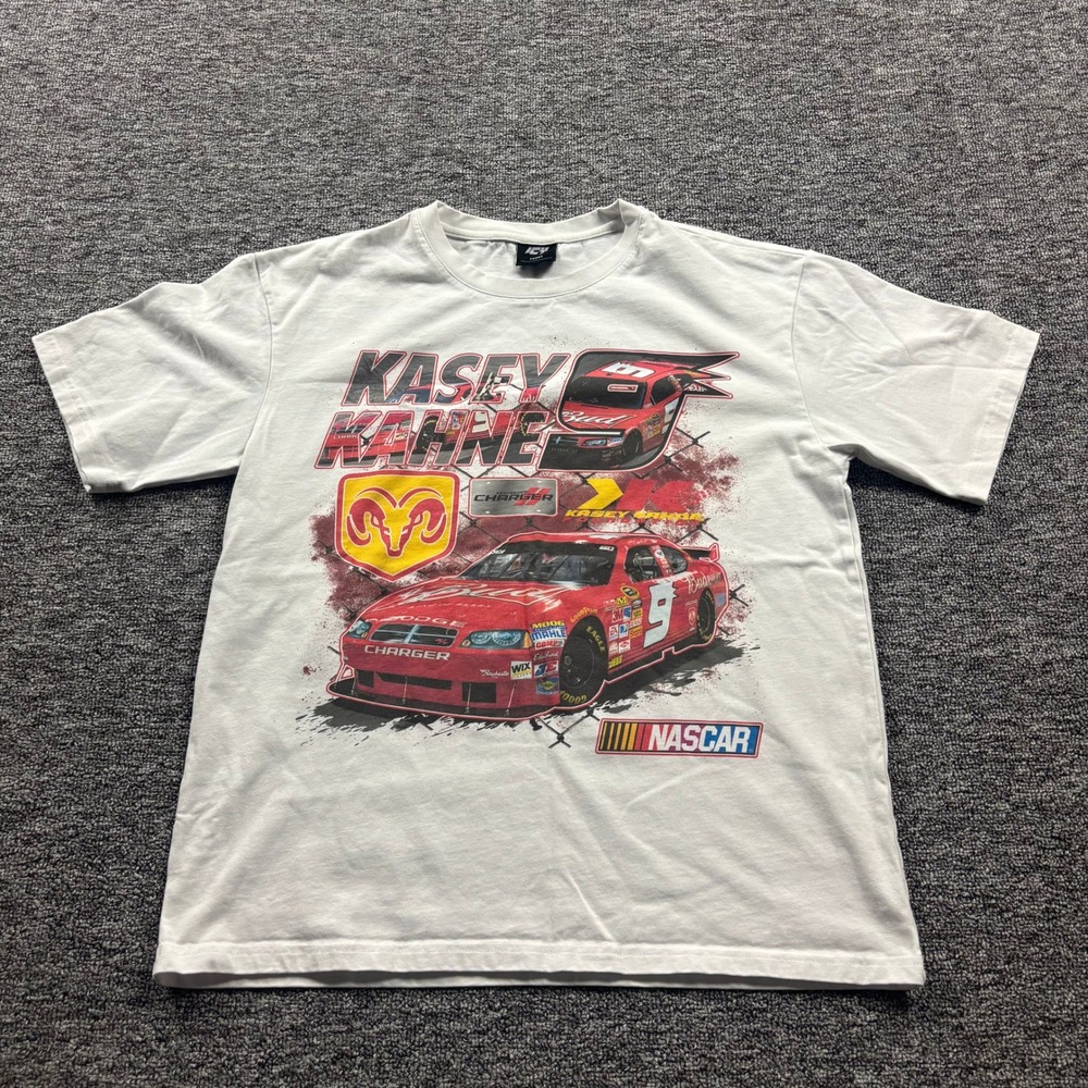 Y2K 2000s Kasey Kahne NASCAR‎ Racing Graphic White T-Shirt Size Large